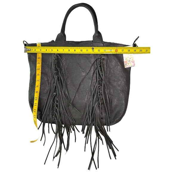 $495 Johnny Was Goatskin Leather Fringe Tote X Large Purse Italy Crossbody NWT - Picture 11 of 12